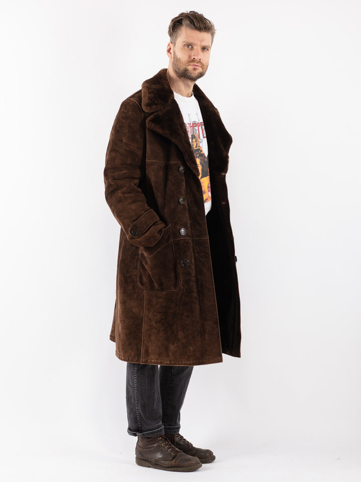 Vintage 70's Men Sheepskin Coat in Brown