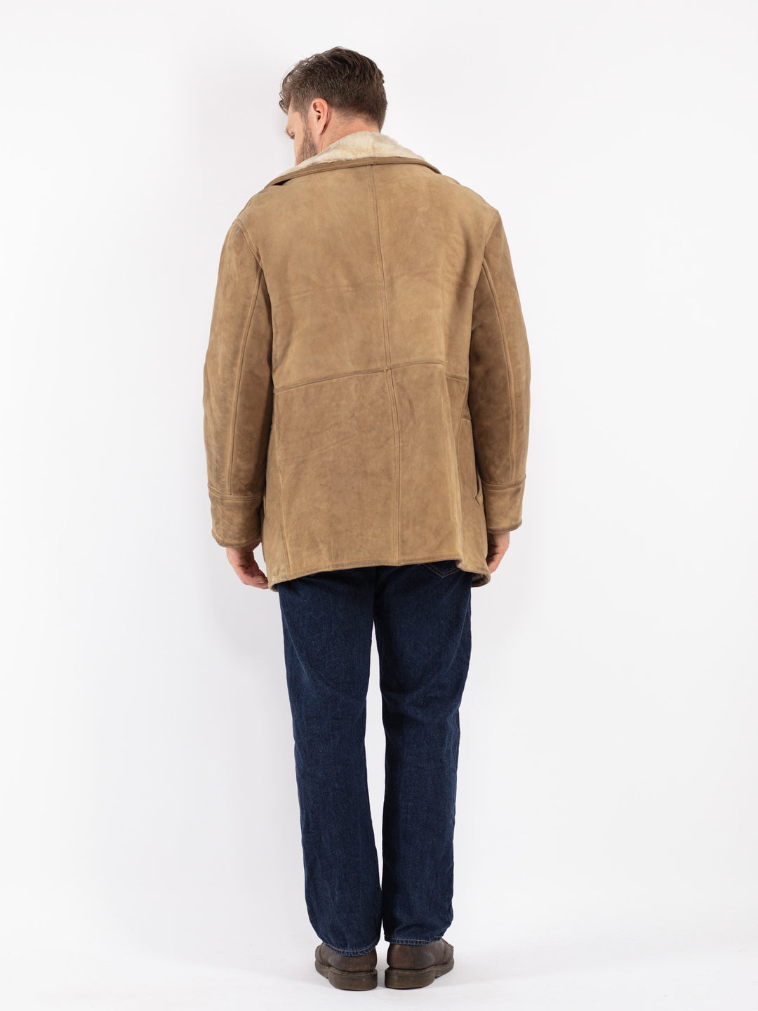 Vintage 70's Men Sheepskin Coat in Beige