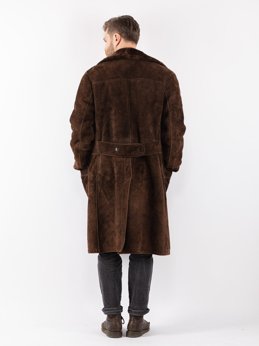 Vintage 70's Men Sheepskin Coat in Brown