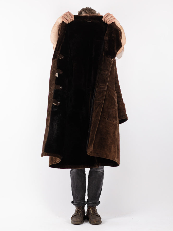 Vintage 70's Men Sheepskin Coat in Brown