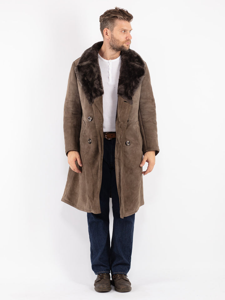 Vintage 70's Men Sheepskin Coat in Brown