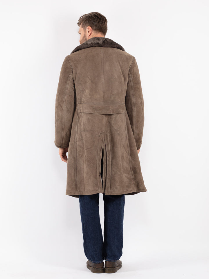 Vintage 70's Men Sheepskin Coat in Brown
