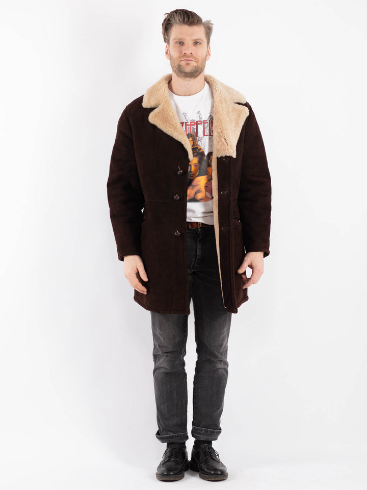 Vintage 70's Men Sheepskin Coat in BrownZ476