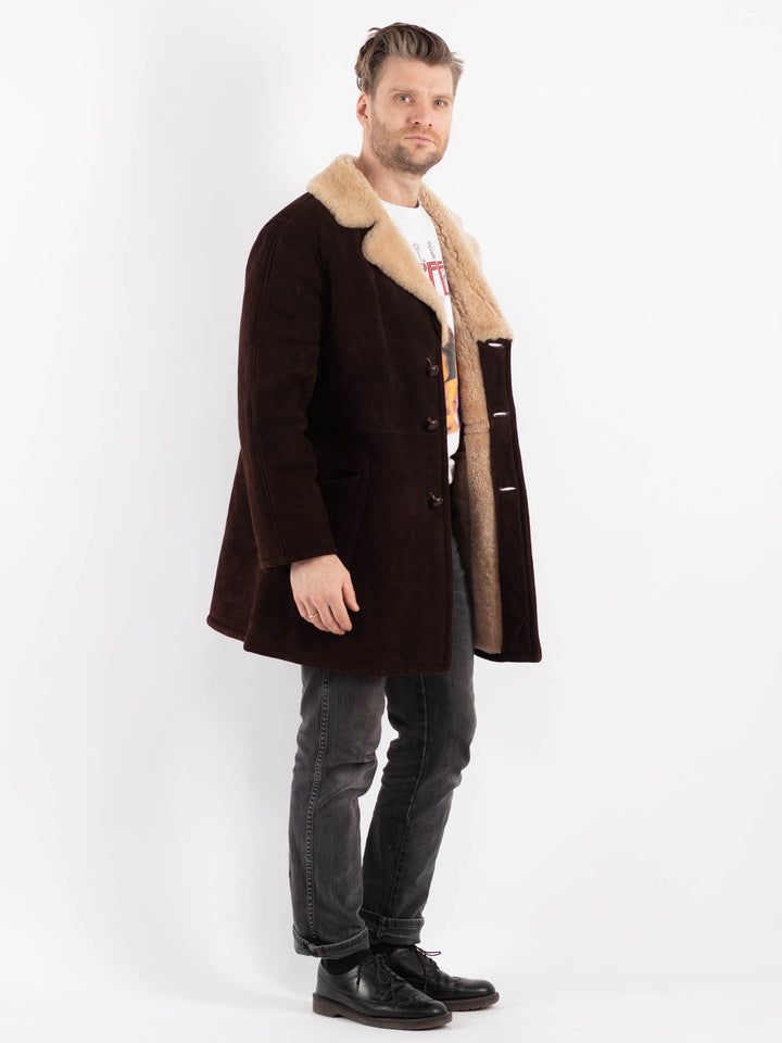 Vintage 70's Men Sheepskin Coat in BrownZ476