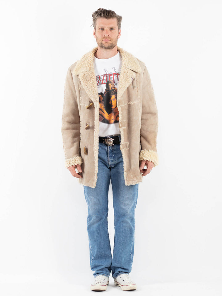 Vintage 70's Men Sheepskin Coat in BeigeZ1806