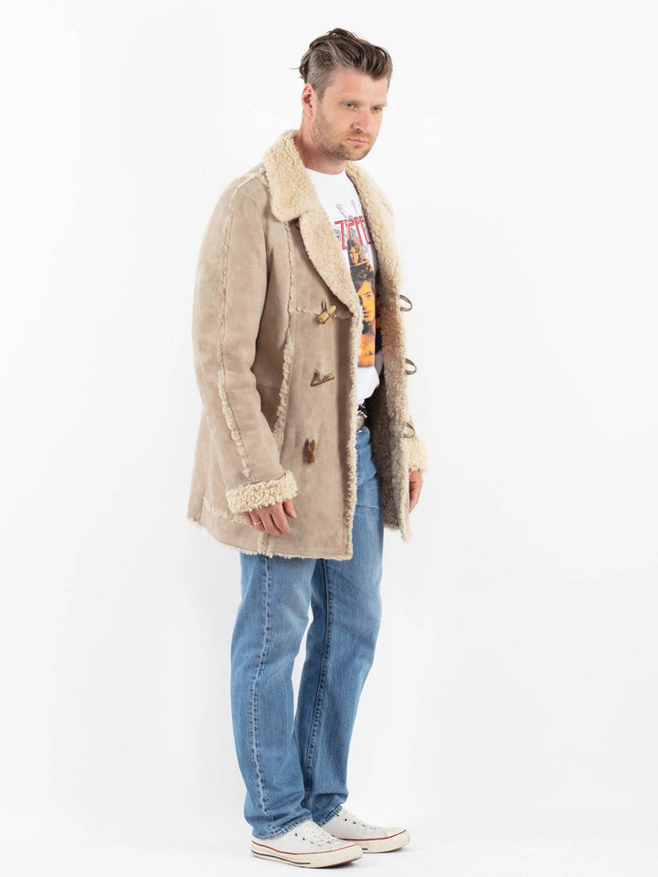 Vintage 70's Men Sheepskin Coat in BeigeZ1806