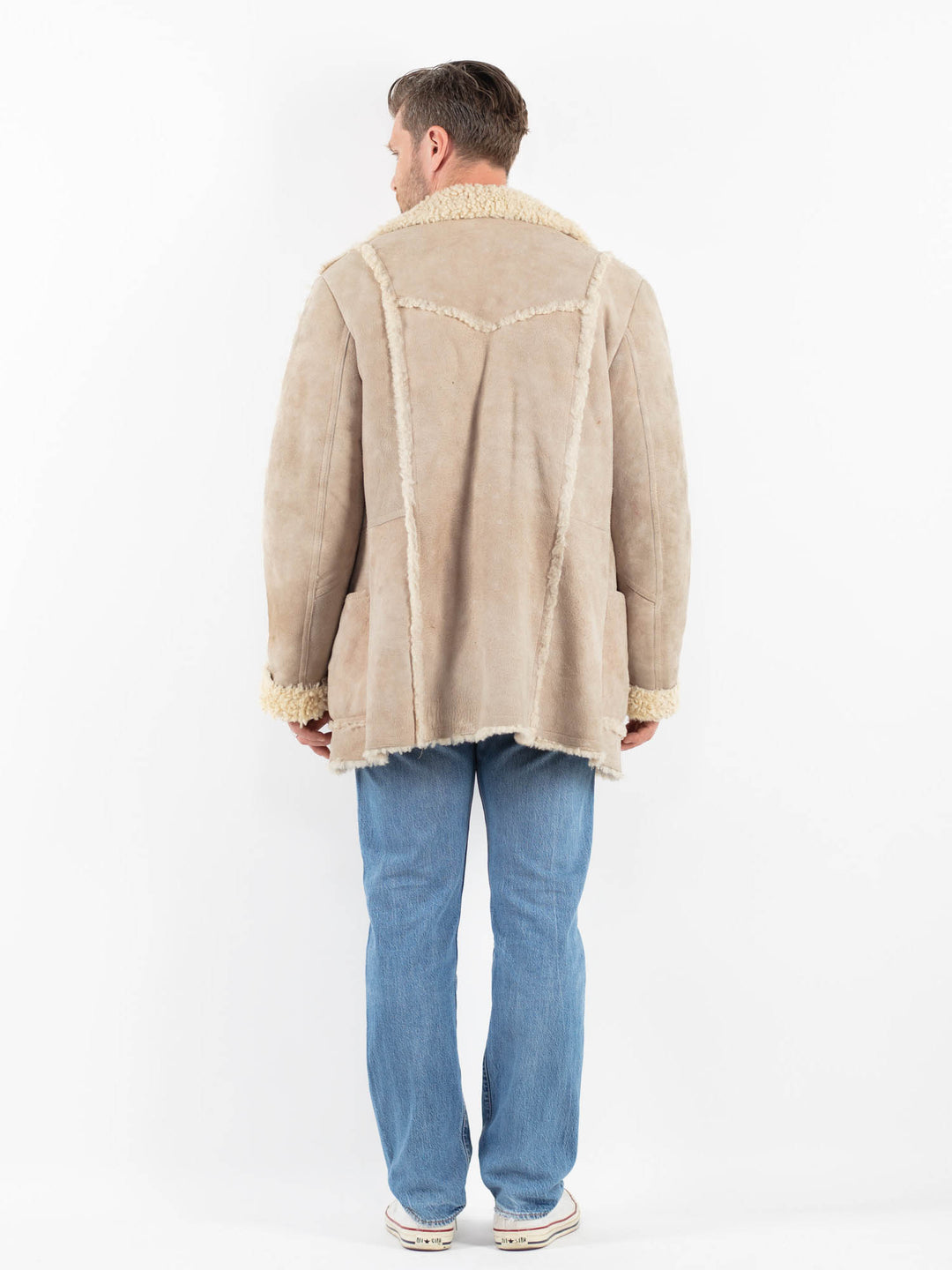 Vintage 70's Men Sheepskin Coat in BeigeZ1806