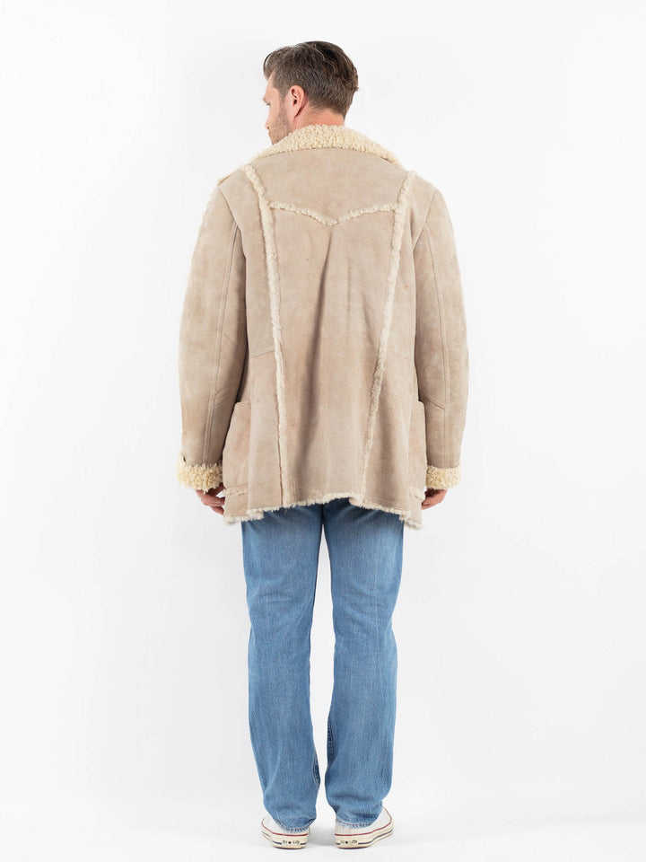 Vintage 70's Men Sheepskin Coat in BeigeZ1806