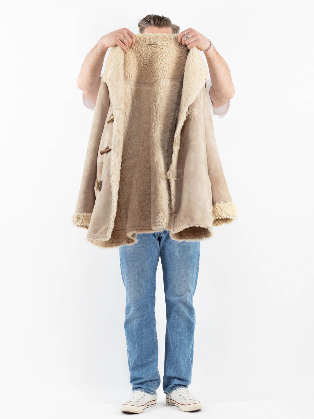 Vintage 70's Men Sheepskin Coat in BeigeZ1806