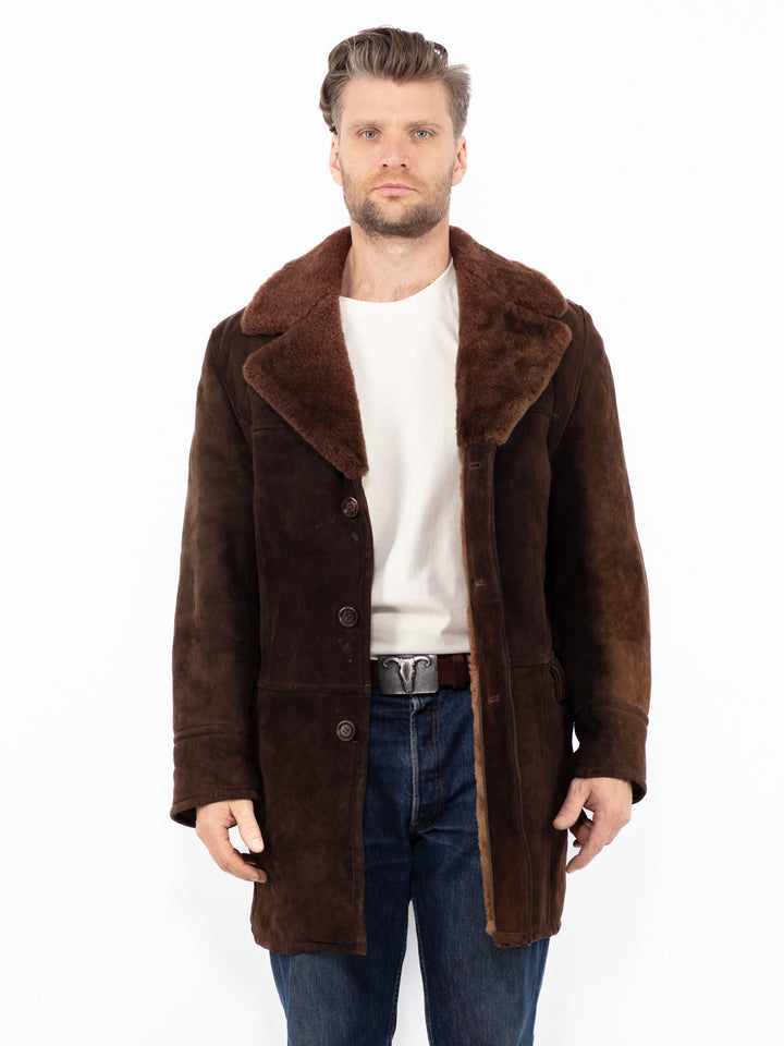 Vintage 70's Men Sheepskin Coat in BrownZ2601