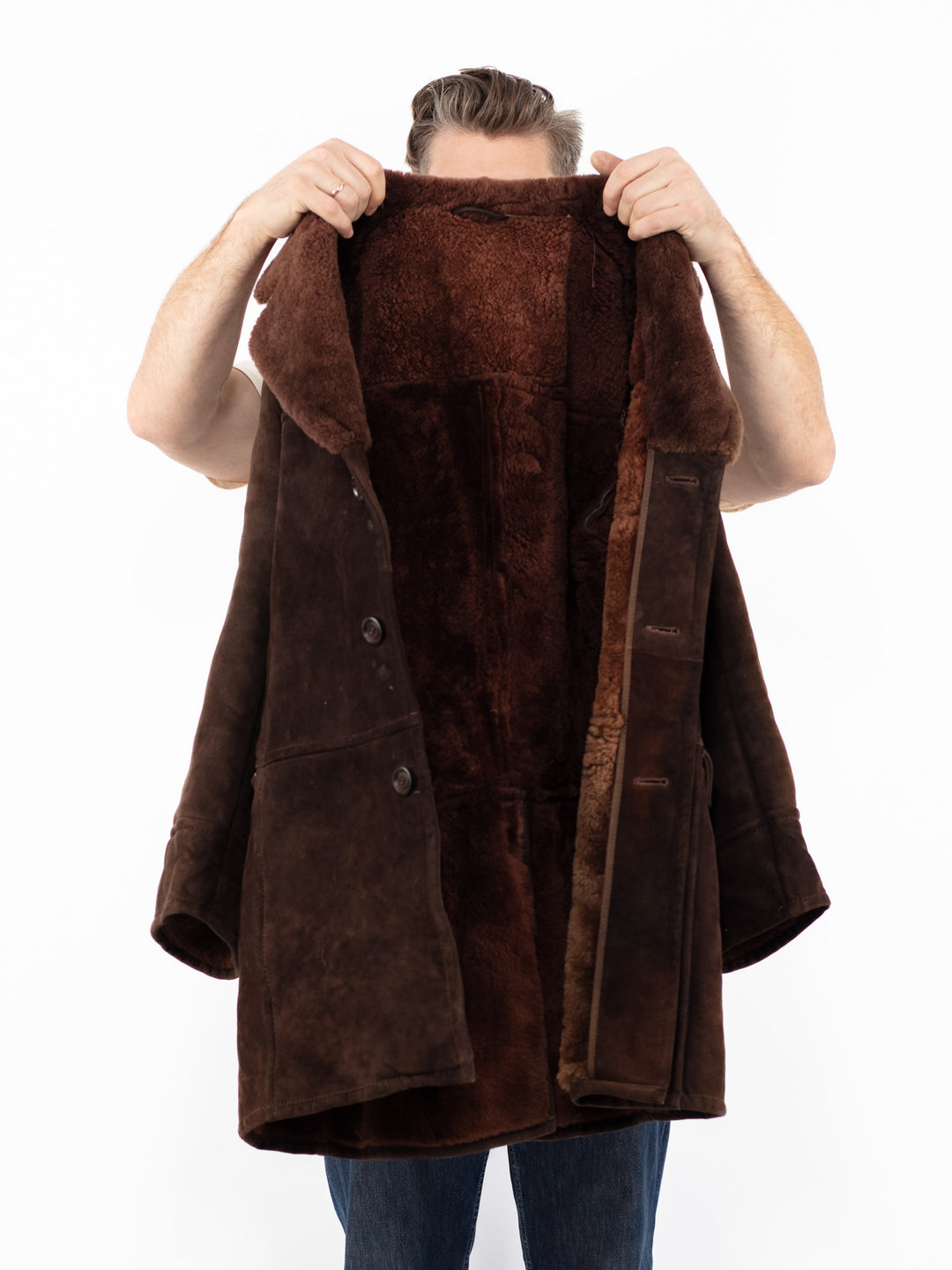 Vintage 70's Men Sheepskin Coat in BrownZ2601