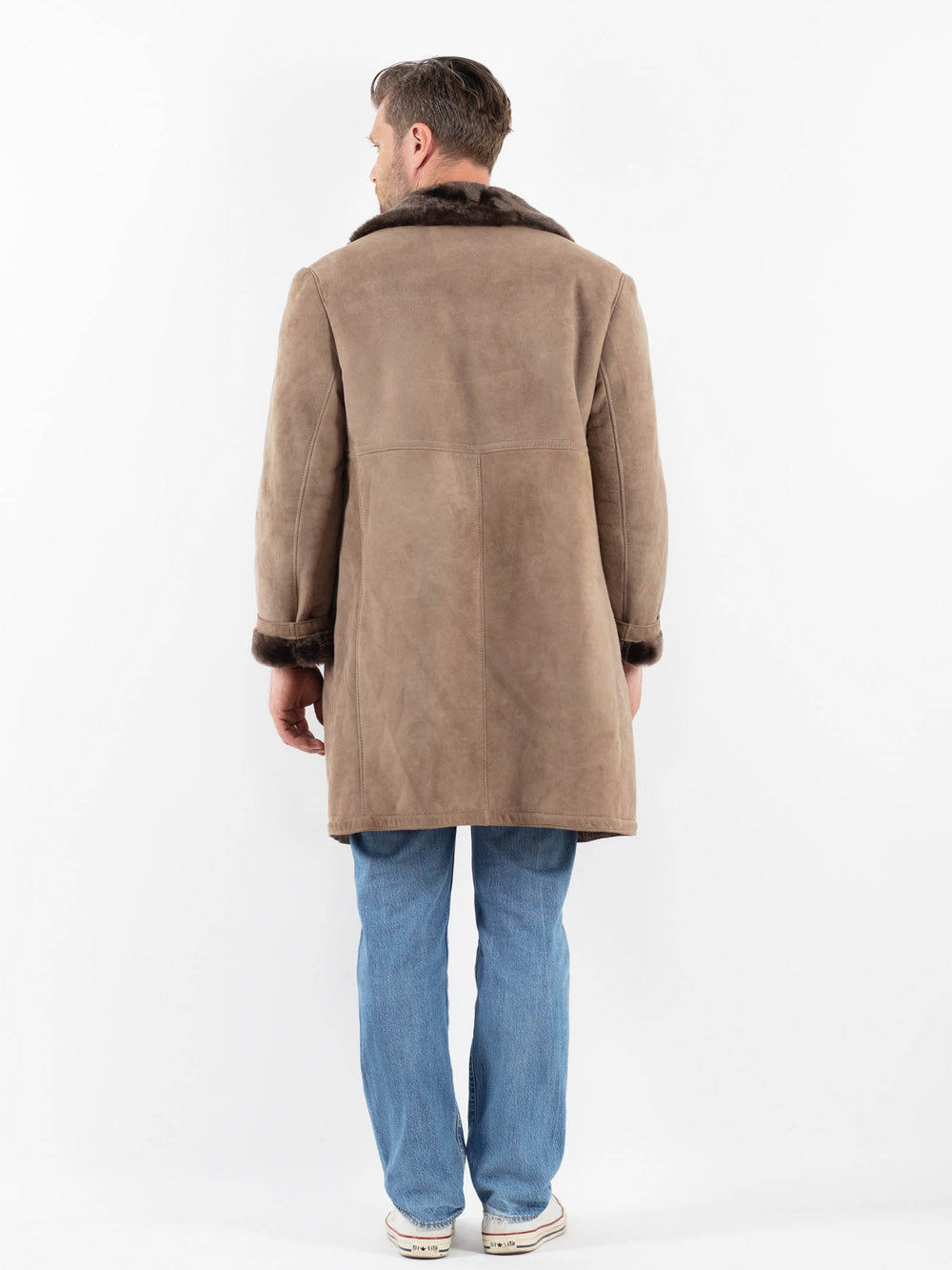 Vintage 70's Men Sheepskin Coat in BeigeZ1808