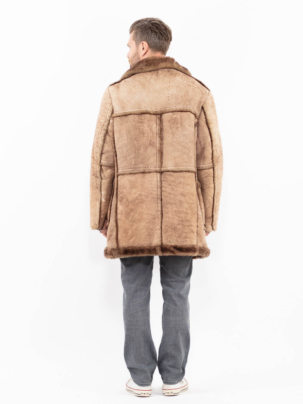 Vintage 70's Men Sheepskin Shearling Coat in BeigeZ2030