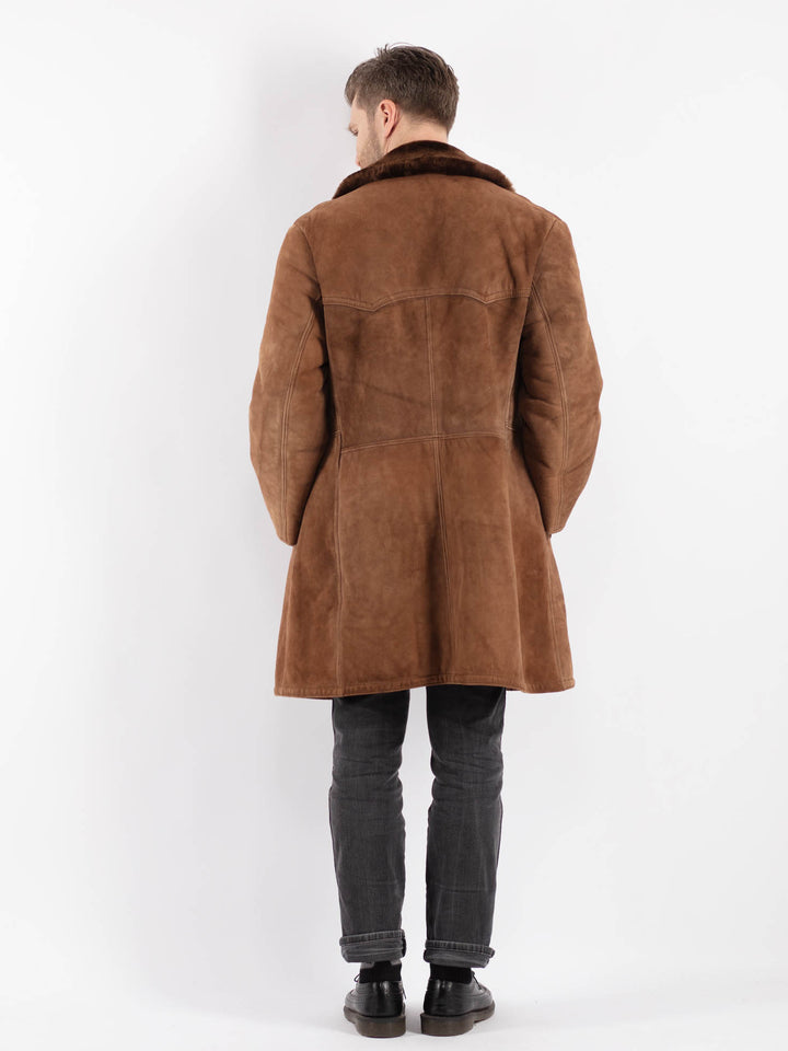 Vintage 70's Men Sheepskin Coat in Brown