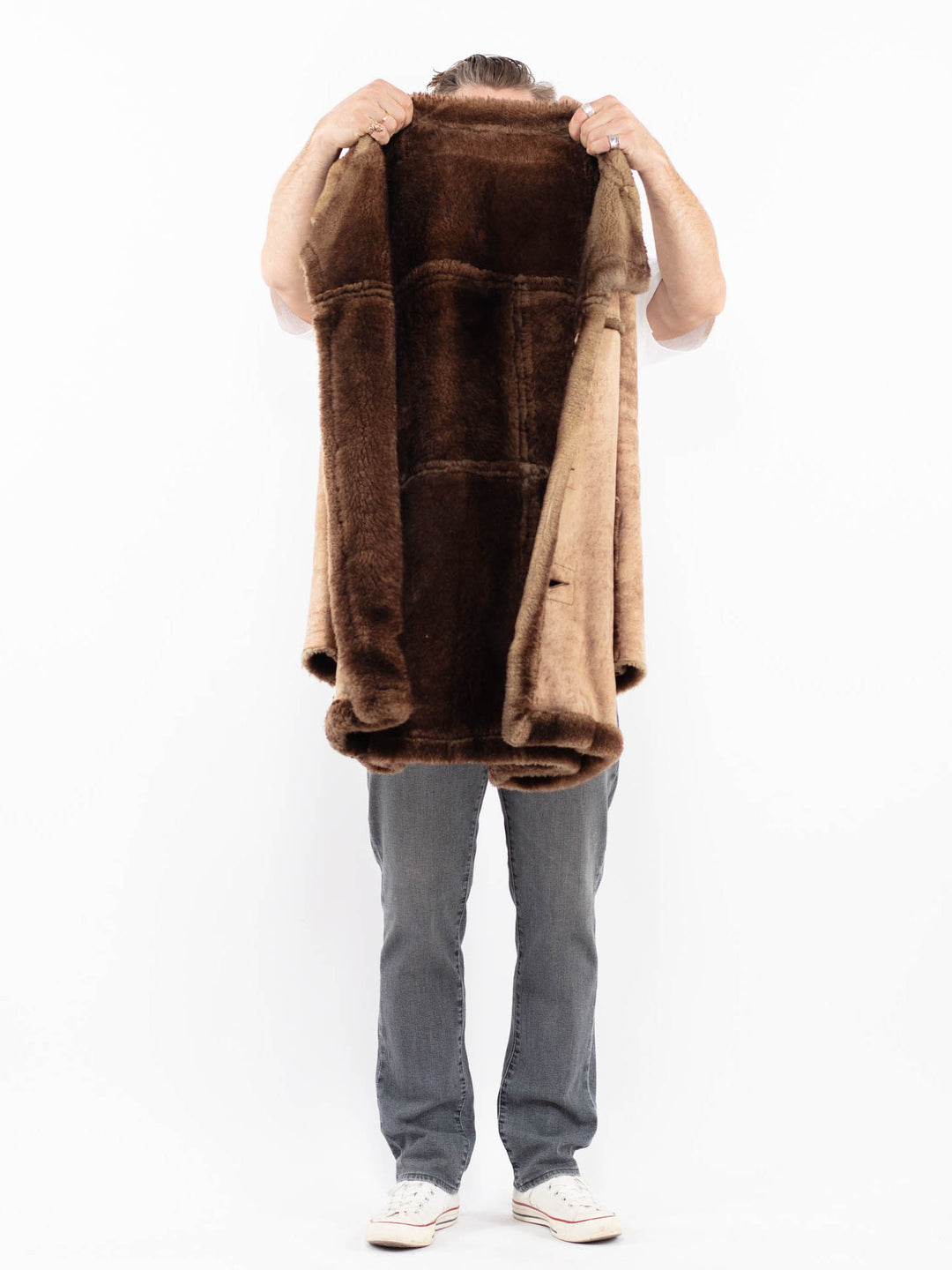 Vintage 70's Men Sheepskin Shearling Coat in BeigeZ2030