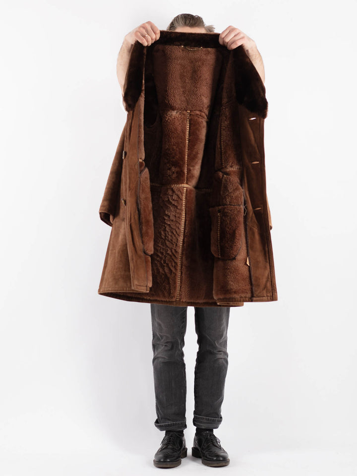 Vintage 70's Men Sheepskin Coat in Brown