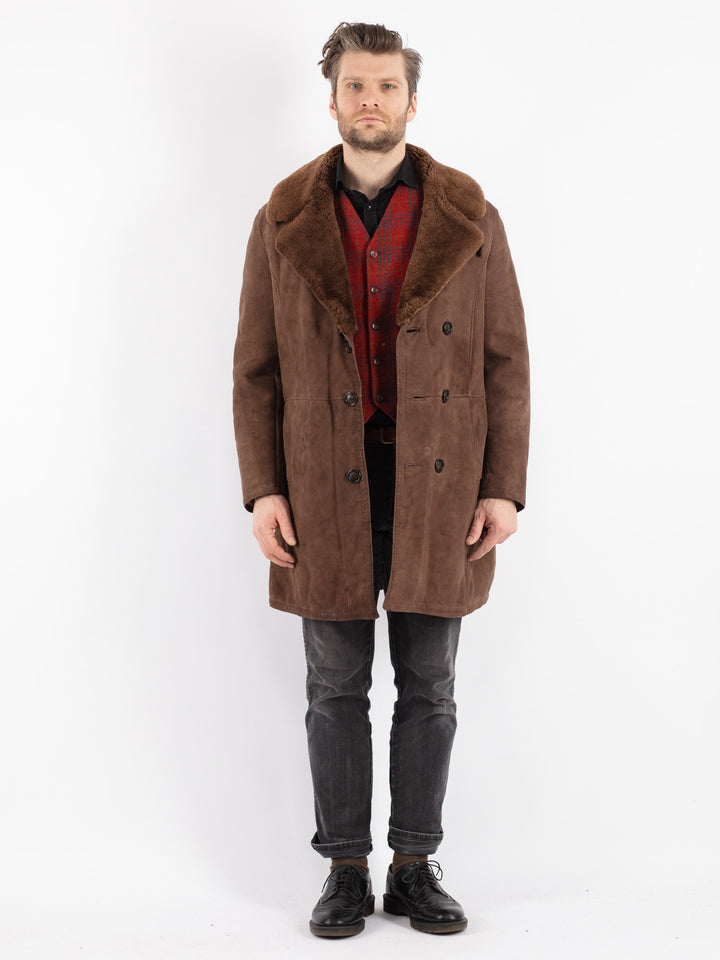 Vintage 70's Men Sheepskin Coat in Brown