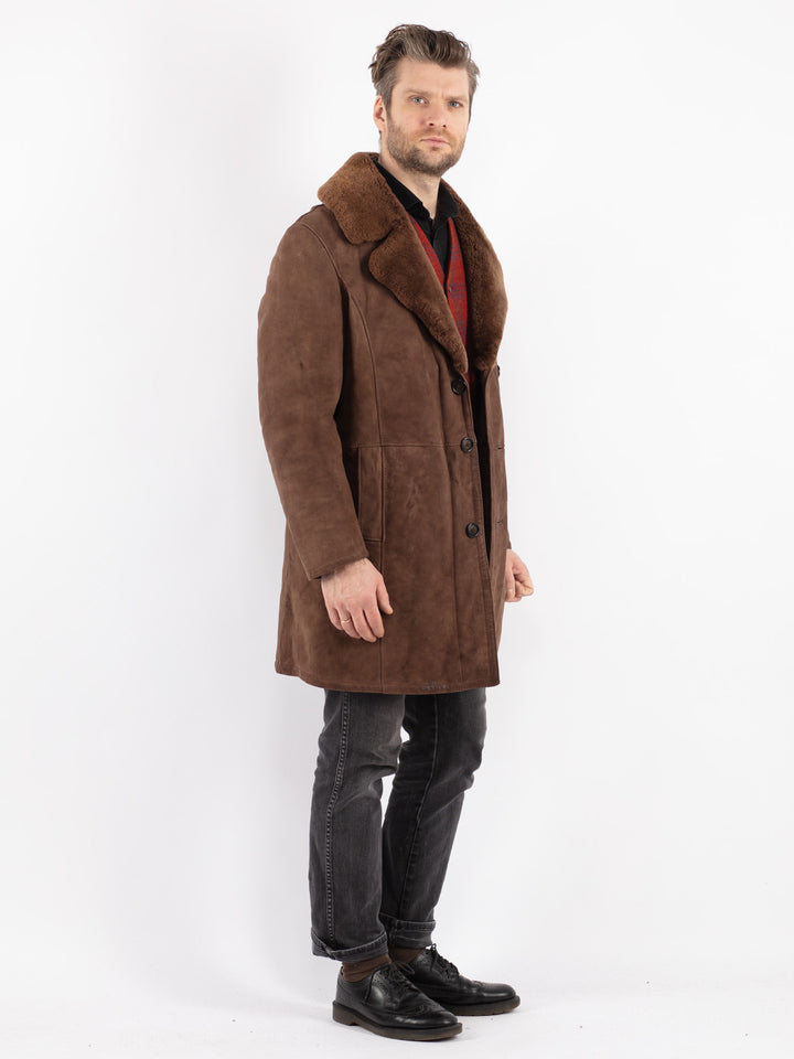 Vintage 70's Men Sheepskin Coat in Brown