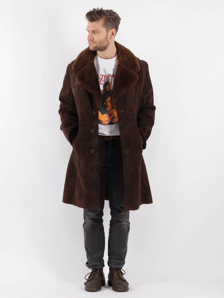 Vintage 70's Men Sheepskin Coat in BrownZ572