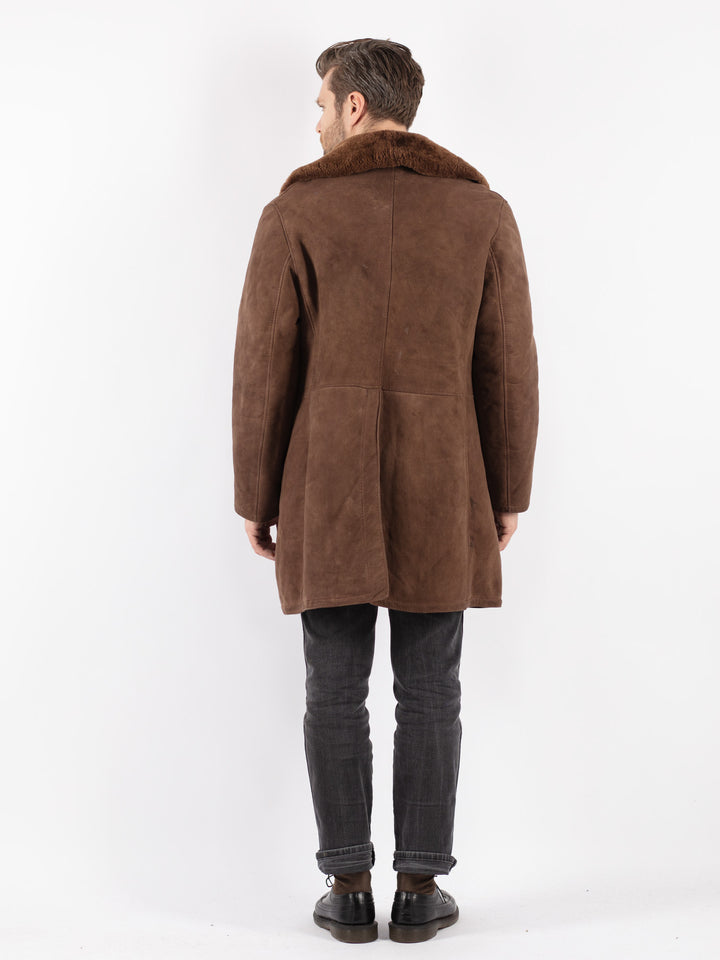 Vintage 70's Men Sheepskin Coat in Brown