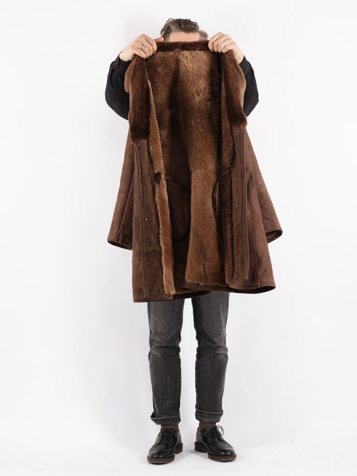 Vintage 70's Men Sheepskin Coat in Brown