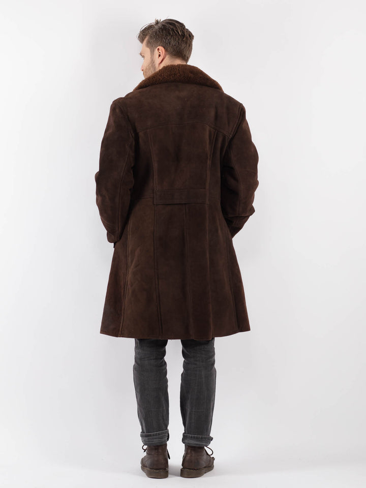 Vintage 70's Men Sheepskin Coat in BrownZ572