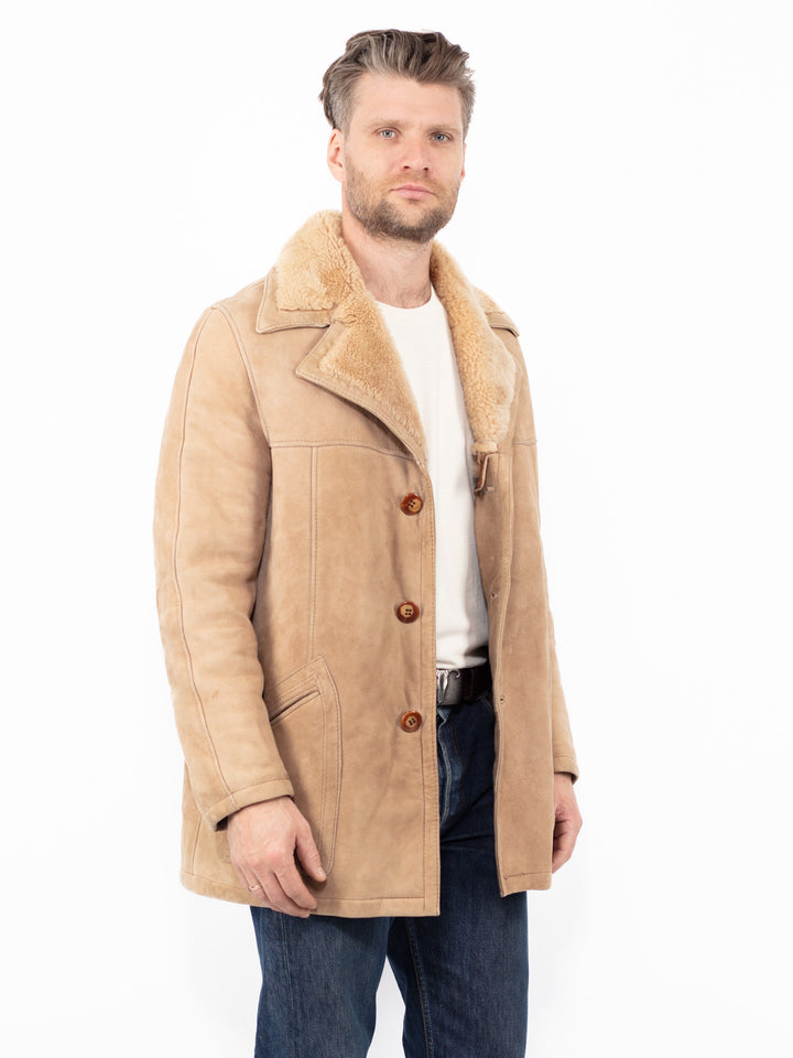 Vintage 70's Men Sheepskin Coat in BeigeZ2604