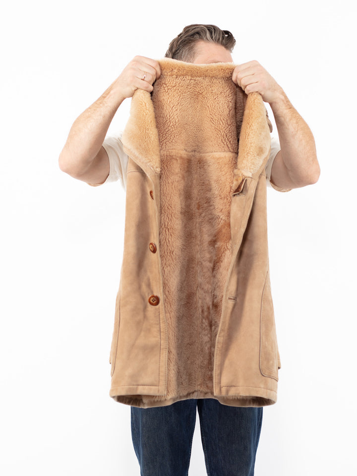 Vintage 70's Men Sheepskin Coat in BeigeZ2604