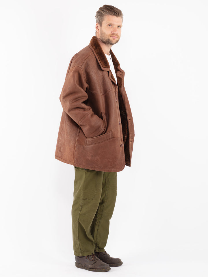 Vintage 70's Men Sheepskin Coat in Brown
