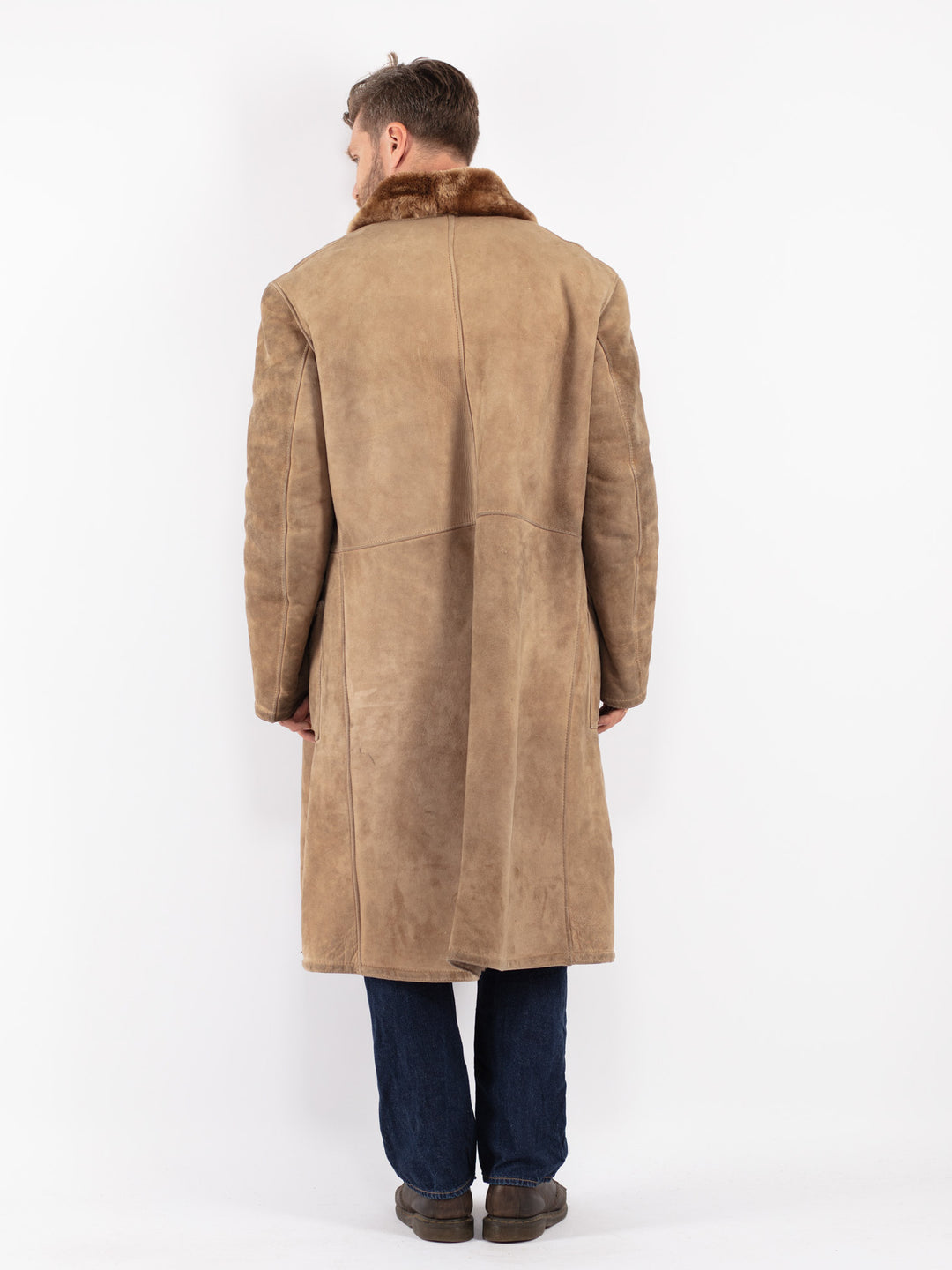 Vintage 70's Men Sheepskin Coat in Beige