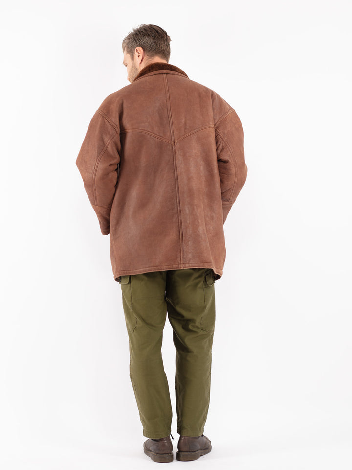 Vintage 70's Men Sheepskin Coat in Brown