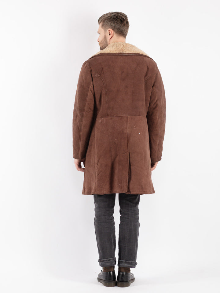 Vintage 70's Men Sheepskin Coat in Brown