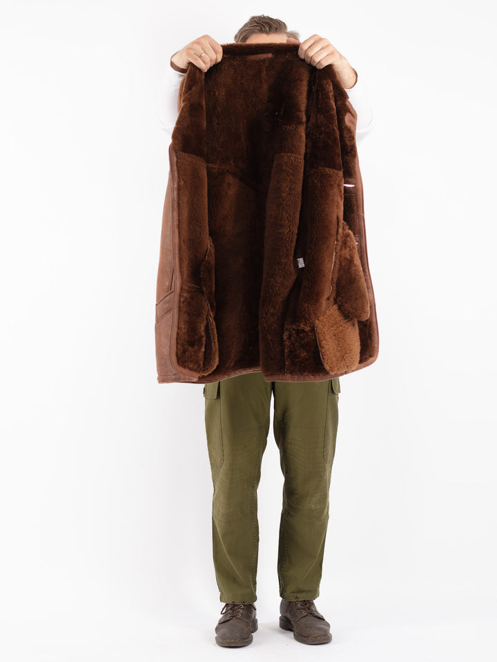 Vintage 70's Men Sheepskin Coat in Brown