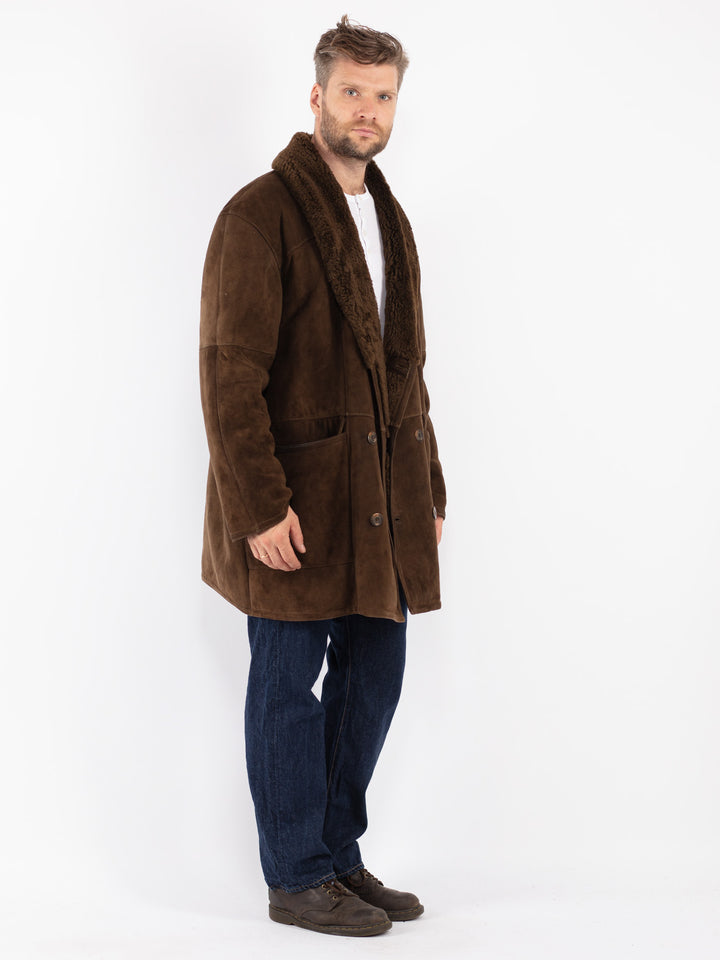 Vintage 70's Men Sheepskin Coat in Brown