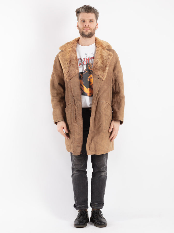 Vintage 70's Men Sheepskin Coat in BeigeZ363