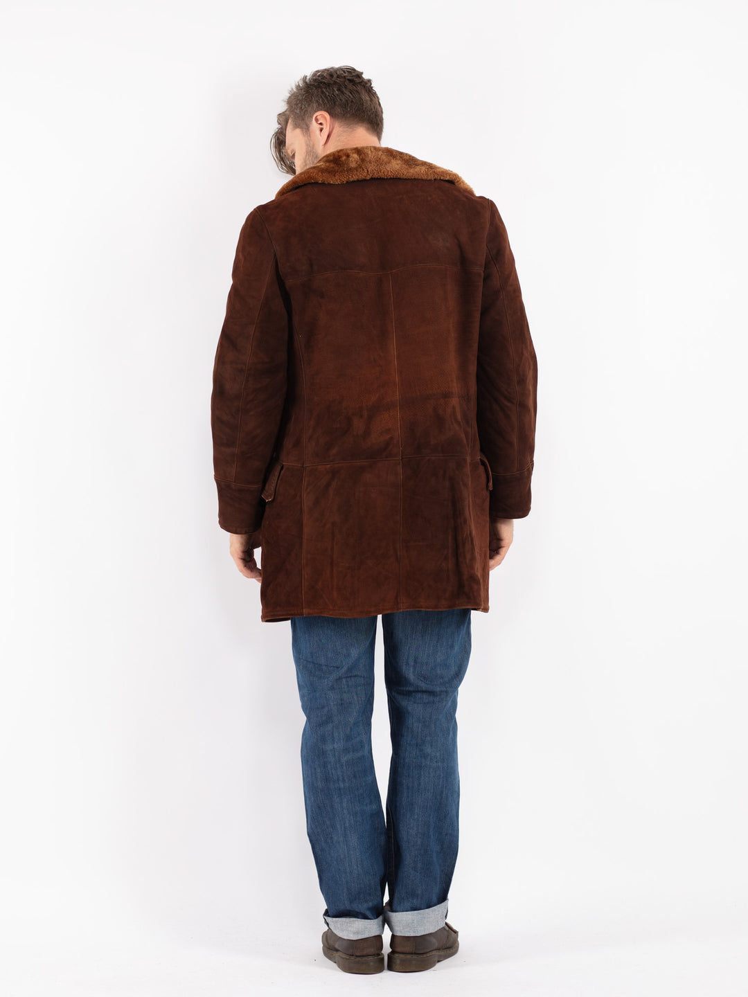 Vintage Men Sheepskin Coat in Brown