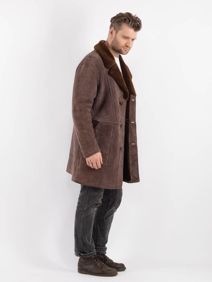 Vintage 70's Men Sheepskin Shearling in BrownZ575