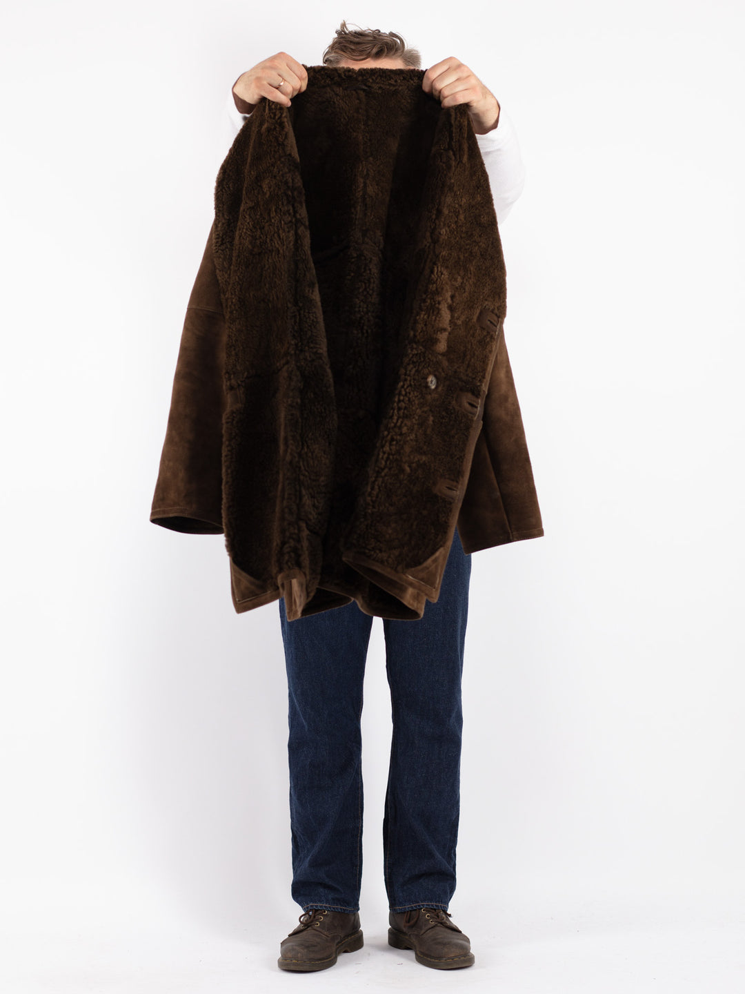 Vintage 70's Men Sheepskin Coat in Brown