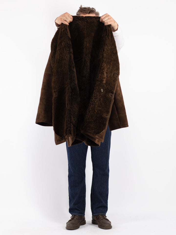 Vintage 70's Men Sheepskin Coat in Brown
