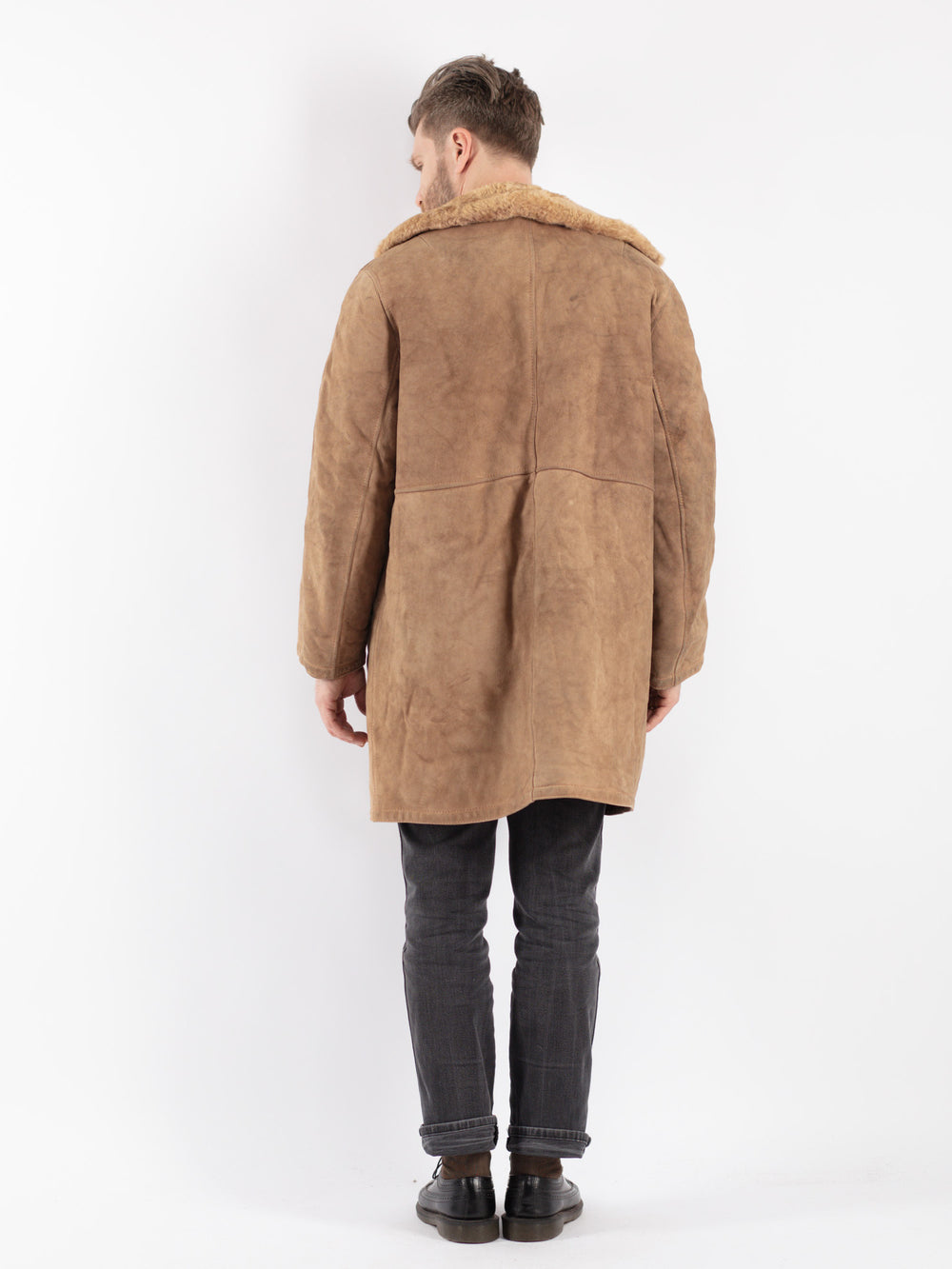 Vintage 70's Men Sheepskin Coat in BeigeZ363
