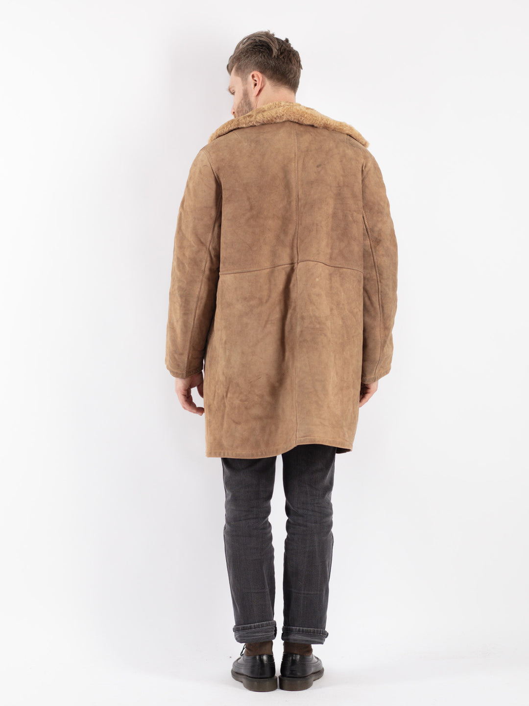Vintage 70's Men Sheepskin Coat in BeigeZ363