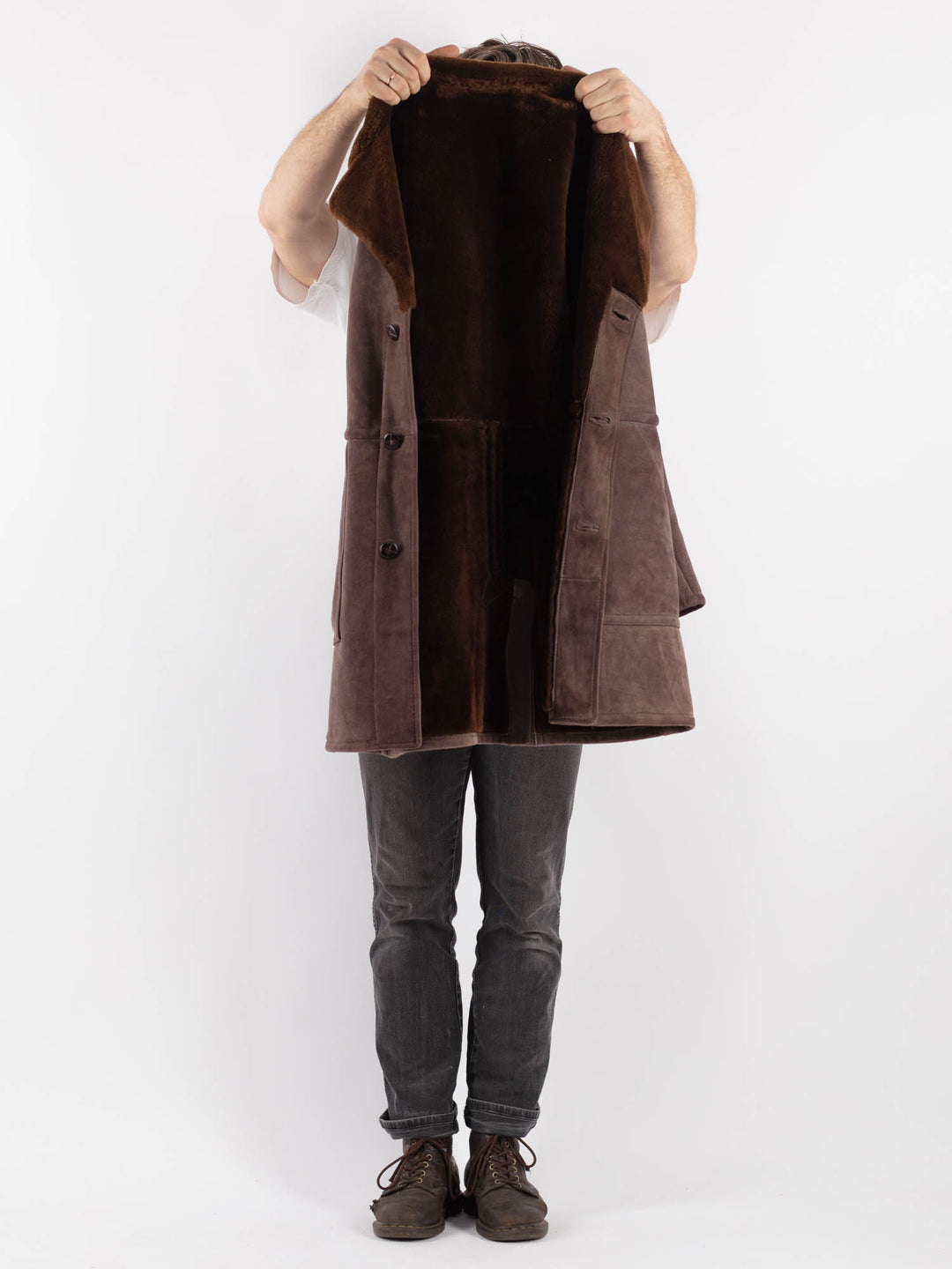 Vintage 70's Men Sheepskin Shearling in BrownZ575