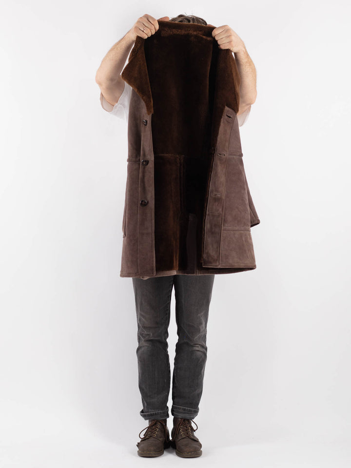 Vintage 70's Men Sheepskin Shearling in BrownZ575