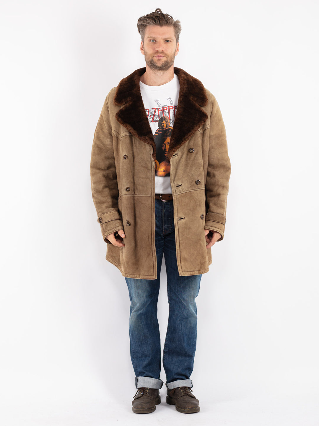 Vintage 70's Men Coat in Beige