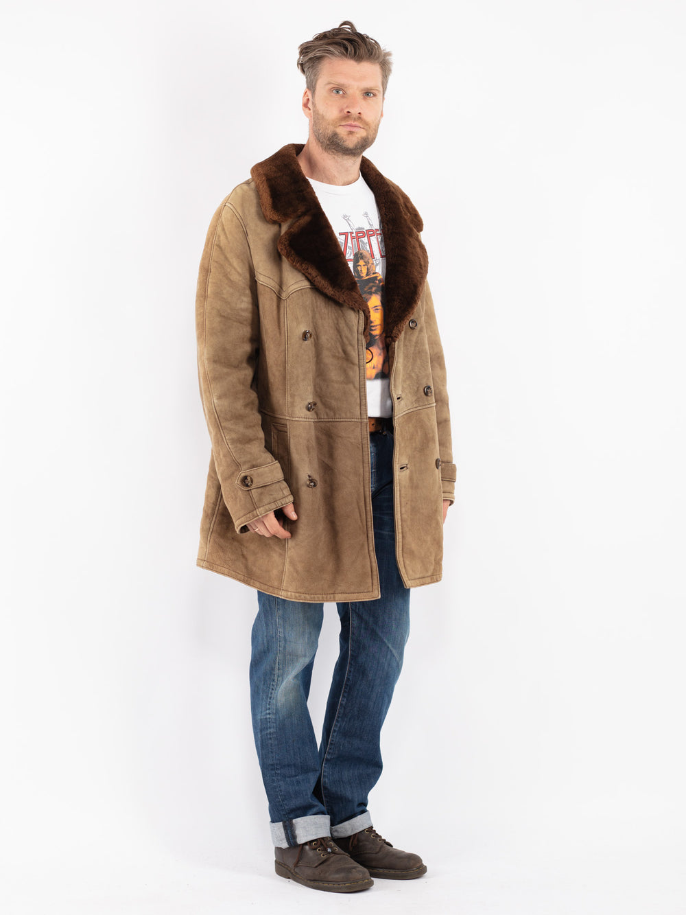 Vintage 70's Men Coat in Beige