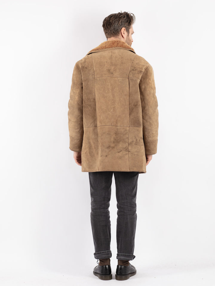 Vintage 70's Men Sheepskin Coat in Beige
