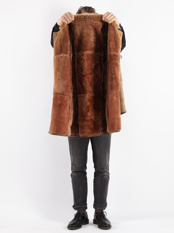 Vintage 70's Men Sheepskin Coat in Beige