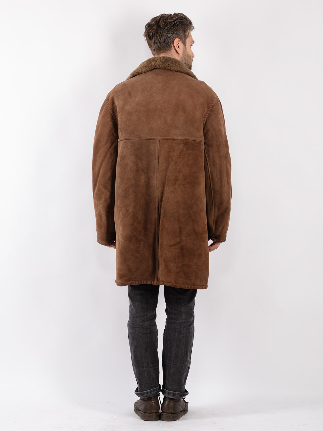 Vintage 70's Men Sheepskin Coat in Brown