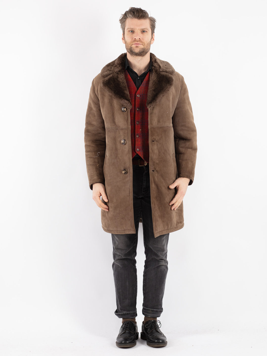 Vintage 70's Men Sheepskin in Beige
