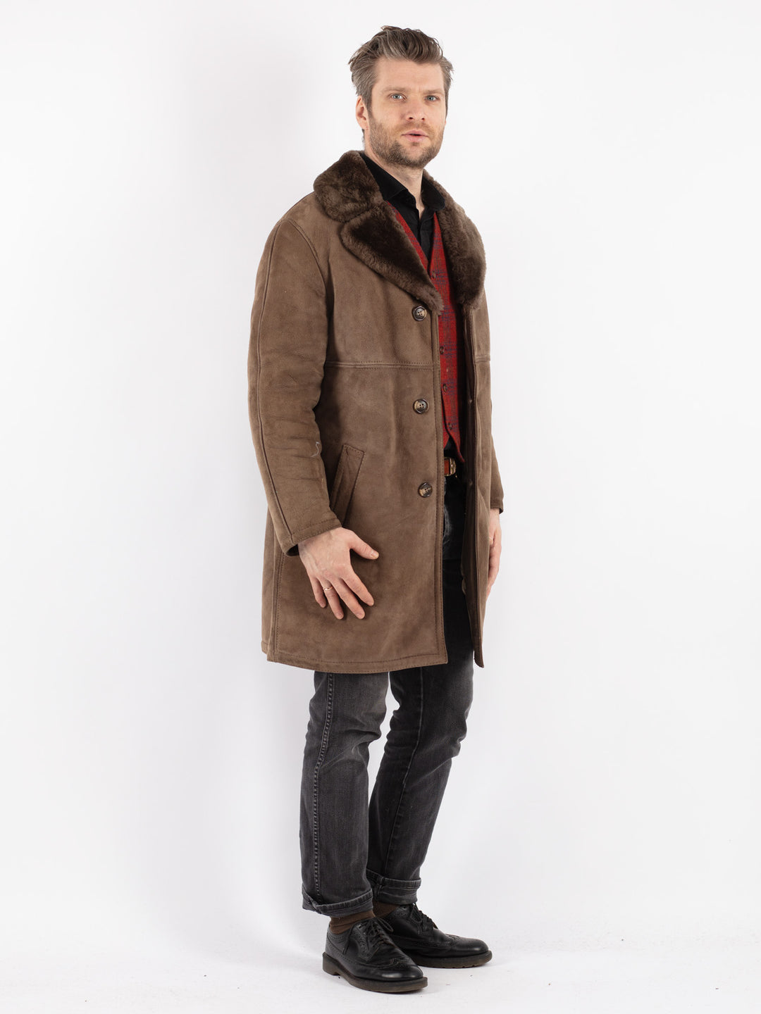 Vintage 70's Men Sheepskin in Beige